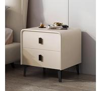 Mesita de noche de 2 cajones con toboganes silenciosos y patas de acero al carbono, ideal para decoración de dormitorio, fácil de limpiar