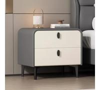 Mesita de noche de 2 cajones con toboganes silenciosos y patas de acero al carbono, ideal para decoración de dormitorio, fácil de limpiar
