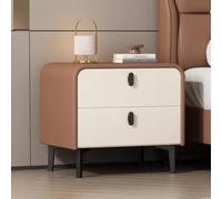 Mesita de noche de 2 cajones con toboganes silenciosos y patas de acero al carbono, ideal para decoración de dormitorio, fácil de limpiar