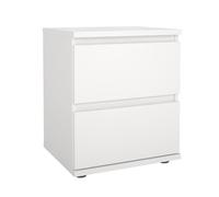 Mesita de Noche, Mesilla Auxiliar Júcar White con 2 cajones en Color Blanco 41 x 34 x 49 cm