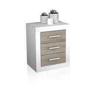 duehome | Mesita de Noche, Mesilla de Dormitorio, Modelo Kira, Acabado en Color Andersen Pino y Gris, Medidas: 50 cm (Largo) x 34,6 cm (Fondo) x 60 cm (Alto)