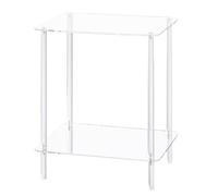 Mesita de noche de acrílico transparente, elegante mesa auxiliar de acrílico, mueble cuadrado de noche | Decoración de mesa auxiliar de bebida de doble nivel, mesita de noche ligera, mesa auxiliar