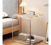 Mesita de noche de acrílico transparente para dormitorio, moderna mesita de noche en forma de U, muebles multiusos para uso como taburete de escalón, mesa auxiliar en salas de estar y oficinas (42 x