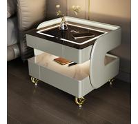 Mesita de noche de carga inalámbrica con iluminación LED ajustable y puertos USB, mesita de noche inteligente para una carga cómoda e iluminación ambiental