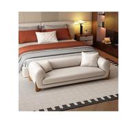 Mesita de noche de cuero blanco roto de lujo, banco ligero para dormitorio, tienda de ropa elegante, armario de exhibición, pieza de acento (mediano)