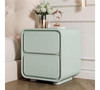 Mesita de noche de cuero con 2 cajones, mesita de noche compacta para dormitorio y sala de estar, diseño que ahorra espacio