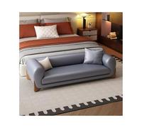 Mesita de noche de cuero gris y azul de lujo, banco ligero para dormitorio, tienda de ropa, armario, elegante diseño moderno, muebles que ahorran espacio