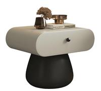 Mesita de Noche de diseño de nicho,de Madera Maciza,Curva de Primera Calidad, con cajones,Ideal for Sala de Estar, Dormitorio,instalación en Toda la casa,Color Blanco.(E,45cm(17.7inch))