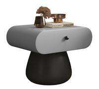 Mesita de Noche de diseño de nicho,de Madera Maciza,Curva de Primera Calidad, con cajones,Ideal for Sala de Estar, Dormitorio,instalación en Toda la casa,Color Blanco.(G,45cm(17.7inch))