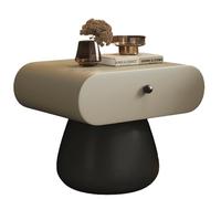Mesita de Noche de diseño de nicho,de Madera Maciza,Curva de Primera Calidad, con cajones,Ideal for Sala de Estar, Dormitorio,instalación en Toda la casa,Color Blanco.(B,50cm(19.7inch))