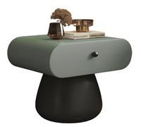 Mesita de Noche de diseño de nicho,de Madera Maciza,Curva de Primera Calidad, con cajones,Ideal for Sala de Estar, Dormitorio,instalación en Toda la casa,Color Blanco.(D,40cm(15.7inch))