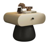 Mesita de Noche de diseño de nicho,de Madera Maciza,Curva de Primera Calidad, con cajones,Ideal for Sala de Estar, Dormitorio,instalación en Toda la casa,Color Blanco.(F,45cm(17.7inch))
