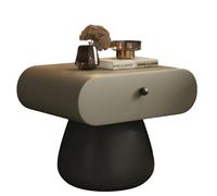 Mesita de Noche de diseño de nicho,de Madera Maciza,Curva de Primera Calidad, con cajones,Ideal for Sala de Estar, Dormitorio,instalación en Toda la casa,Color Blanco.(H,50cm(19.7inch))