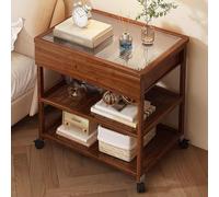 Mesita de noche de dormitorio con cajones y compartimentos, organizador de mesa auxiliar para sala de estar y oficina, cuenta con poleas para una fácil funcionalidad