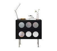 Mesita de Noche de Estilo Moderno con Dos cajones. Patas metálicas con aparador de inspiración Vintage y Tiradores Ocultos. Adecuada para la decoración del Pasillo y el salón(Black,(20x16x23in))