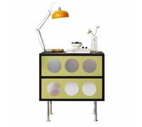 Mesita de Noche de Estilo Moderno con Dos cajones. Patas metálicas con aparador de inspiración Vintage y Tiradores Ocultos. Adecuada para la decoración del Pasillo y el salón(Yellow,(18 * 16 * 23in))