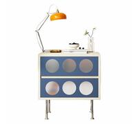 Mesita de Noche de Estilo Moderno con Dos cajones. Patas metálicas con aparador de inspiración Vintage y Tiradores Ocultos. Adecuada para la decoración del Pasillo y el salón(Blue,(20x16x23in))