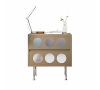 Mesita de Noche de Estilo Moderno con Dos cajones. Patas metálicas con aparador de inspiración Vintage y Tiradores Ocultos. Adecuada para la decoración del Pasillo y el salón(Apricot,(20x16x23in))