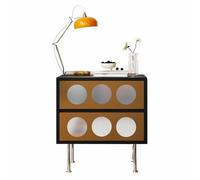 Mesita de Noche de Estilo Moderno con Dos cajones. Patas metálicas con aparador de inspiración Vintage y Tiradores Ocultos. Adecuada para la decoración del Pasillo y el salón(Brown,(20x16x23in))