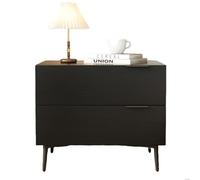 Mesita de Noche de Estilo Vintage con Dos cajones, mesita de Noche de Madera Maciza, Mueble de Almacenamiento para Dormitorio, Mueble de Almacenamiento para salón(Black,70cm(27in))