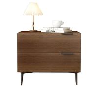 Mesita de Noche de Estilo Vintage con Dos cajones, mesita de Noche de Madera Maciza, Mueble de Almacenamiento para Dormitorio, Mueble de Almacenamiento para salón(Walnut,50cm(19.7in))