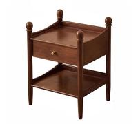 Mesita de Noche de inspiración Vintage con estantes Abiertos y cajones: una Elegante mesita Auxiliar Ideal para Espacios reducidos, dormitorios y Salones(Walnut)