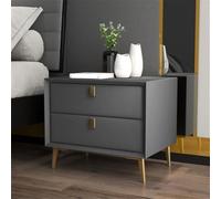 Mesita de noche de lujo moderna y sencilla de cuero de alta calidad para dormitorio, color gris (50 x 40 x 47 cm), decoración elegante y funcional para el hogar