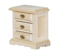 Mesita de noche de madera a escala 1/12 con cajón funcional para escena de modelo y proyecto de manualidades, casas de muñecas coleccionables, mesita de noche