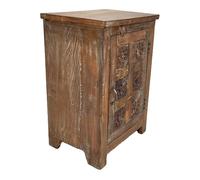 Mesita de noche de madera acabado artesanal marrón 50x36x70h cm