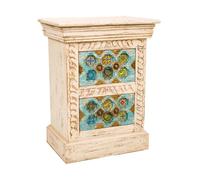 Mesita de noche de madera beige 45x30x59 cm