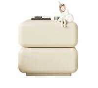 Mesita de noche de madera blanca con diseño giratorio de 360°, organizador de doble cajón para almacenamiento de dormitorio, elegante mesa auxiliar para decoración del hogar (tamaño mediano)