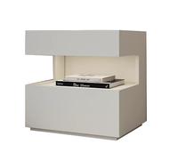 Mesita De Noche De Madera Blanca Yajuer, Mesita De Noche Acanalada Con Almacenamiento Que Se Abre, Mesita De Noche con Cajones Y Estante Abierto, Mesita De Noche Moderna para Dormitorio(50*40*50cm)