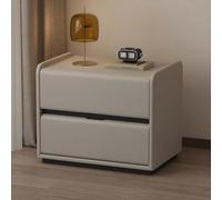 Mesita de noche de madera con 2 cajones, mango ranurado moderno, fácil de limpiar, no requiere montaje, ideal para dormitorio, sala de estar, oficina