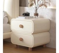 Mesita de noche de madera con 2 cajones, moderna mesita de noche de cuero, muebles de dormitorio elegantes, fácil de montar, diseño compacto, 40 x 40 x 50 cm