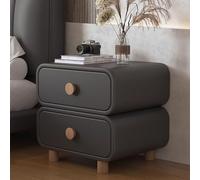 Mesita de noche de madera con 2 cajones, moderna mesita de noche de cuero, muebles de dormitorio elegantes, fácil de montar, diseño compacto, 40 x 40 x 50 cm