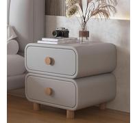 Mesita de noche de madera con 2 cajones, moderna mesita de noche de cuero, muebles de dormitorio elegantes, fácil de montar, diseño compacto, 40 x 40 x 50 cm