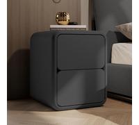 Mesita de noche de madera con almacenamiento abierto, 2 cajones, diseño de pista silenciosa, mesa auxiliar moderna para dormitorio y sala de estar