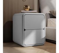 Mesita de noche de madera con almacenamiento abierto y 2 cajones de diseño de pista silenciosa, mesa auxiliar moderna para dormitorio y sala de estar