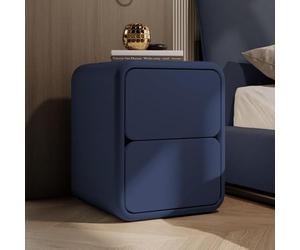 Mesita de noche de madera con almacenamiento abierto y 2 cajones, diseño de pista silenciosa, mesa auxiliar moderna para dormitorio y sala de estar