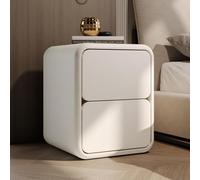 Mesita de noche de madera con almacenamiento abierto y 2 cajones, mesa auxiliar moderna con diseño de pista silenciosa para dormitorio y sala de estar