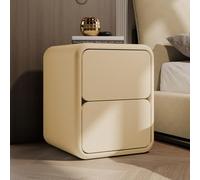 Mesita de noche de madera con almacenamiento abierto y 2 cajones, mesa auxiliar moderna con diseño de pista silenciosa para dormitorio y sala de estar