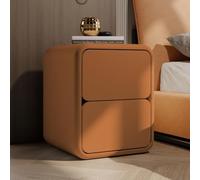 Mesita de noche de madera con almacenamiento abierto y 2 cajones, mesa auxiliar moderna con diseño de pista silenciosa para dormitorio y sala de estar