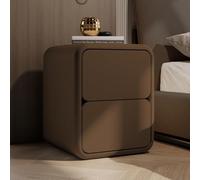 Mesita de noche de madera con almacenamiento abierto y 2 cajones, mesa auxiliar moderna con diseño de pista silenciosa para dormitorio y sala de estar