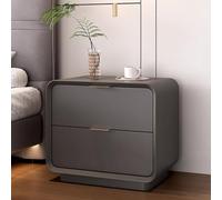 Mesita de noche de madera con cajón y acabado de cuero, compacta, 45 x 40 x 49 cm, elegante mesa auxiliar para dormitorio y sala de estar