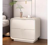 Mesita de noche de madera con cajón y acabado de cuero, compacta, 45 x 40 x 49 cm, elegante mesa auxiliar para dormitorio y sala de estar