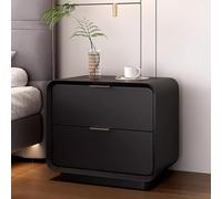 Mesita de noche de madera con cajón y acabado de cuero, compacta, 45 x 40 x 49 cm, elegante mesa auxiliar para dormitorio y sala de estar