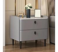 Mesita de noche de madera con patas de metal, diseño de 2 cajones que ahorra espacio para dormitorio y sala de estar, fácil montaje