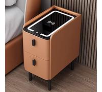 Mesita de noche de madera con puerto USB y 2 puertos, estadística de carga delgada para sala de estar o dormitorio, diseño moderno de mesa (B325 cm)