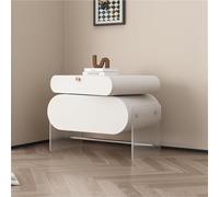 Mesita de noche de madera, con rieles silenciosos para habitación, ideal para sala de estar, con patas acrílicas, armario de almacenamiento flotante y cajones, mesa auxiliar moderna