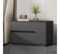 Mesita De Noche De Madera con Tablero De Pizarra Y Dos Cajones, Mesilla De Noche No Requiere Montaje, Ideal para Dormitorio O Sofá(Gray,50cm)